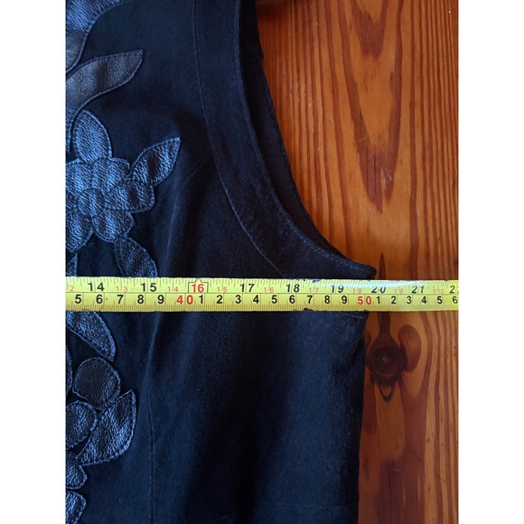 Vintage Peter Nygard Black Suede Leather Floral Vest Women's XL Western‎ Boho - Picture 6 of 7